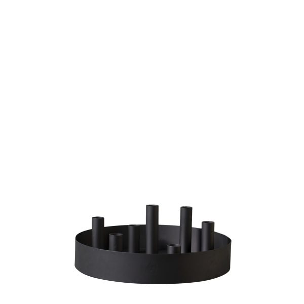 Schwarzer runder Kerzenhalter mit mehreren Öffnungen für Kerzen