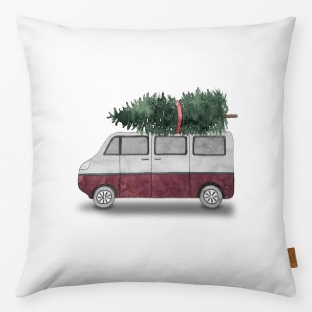 Outdoor- Kissen Bus mit Weihnachtstanne rot 40x40cm incl. Füllung Textilwerk www.myhomeandmore.de